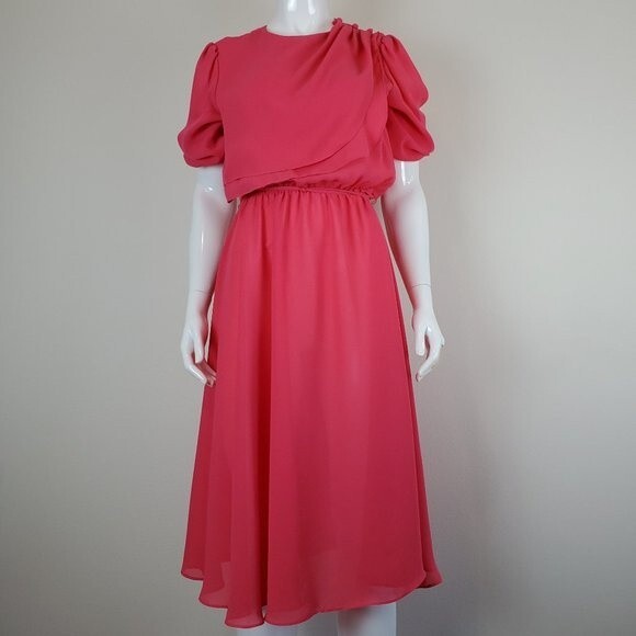Vintage 70's Amy-Deb Pink Midi Dress - Picture 2 of 7